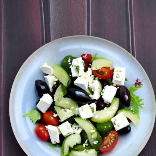 Греческий салат с сыром Фета и оливками Каламата