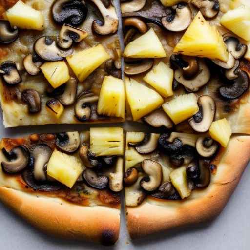 Пицца с запеченным чесноком и грибами и ананасом