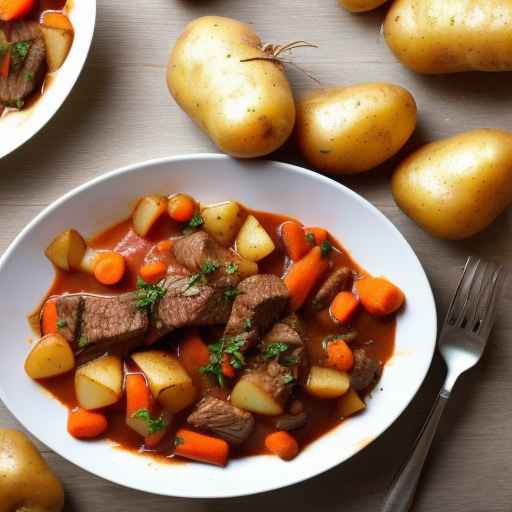 Гуляш из говядины и бекона с картофелем и морковью