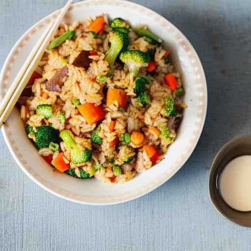 Жареный рис с овощами на завтрак
