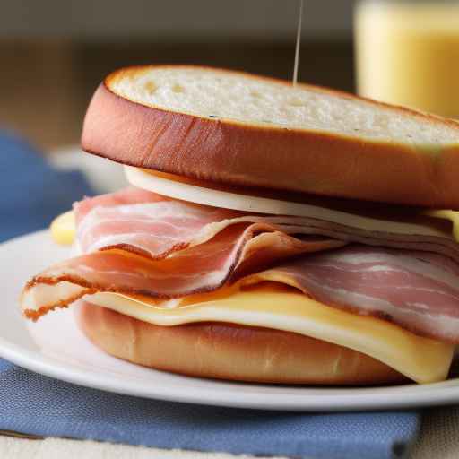 Сэндвич на завтрак с ветчиной и сыром