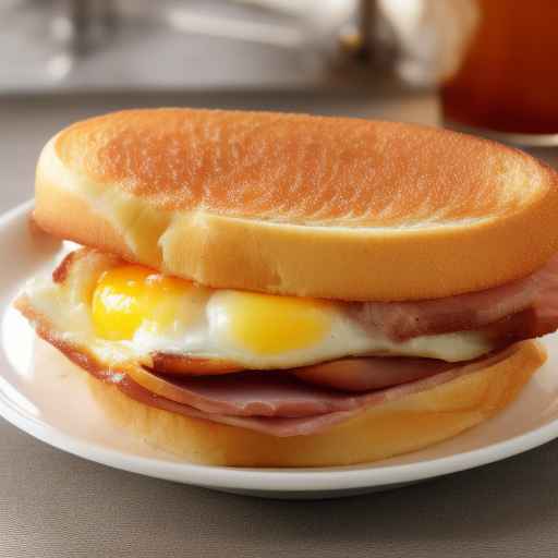 Сэндвич на завтрак с ветчиной и яйцом