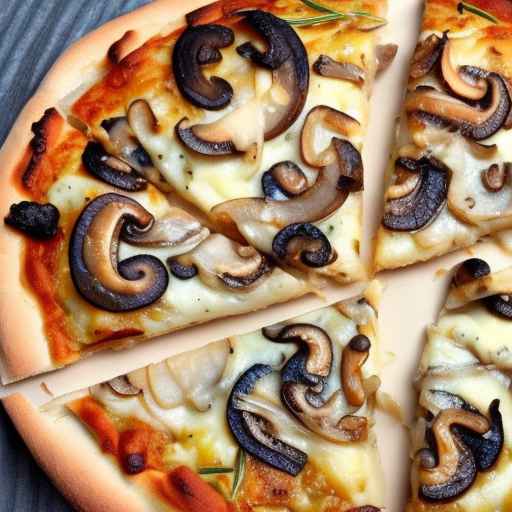Пицца с карамелизованным луком и грибами с сыром Фонтина и розмарином