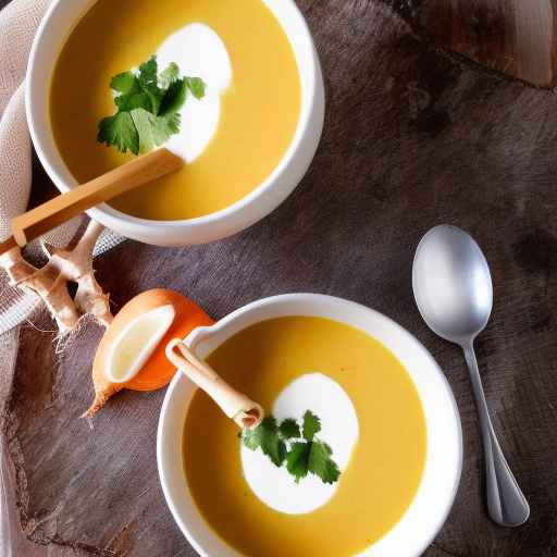Охлажденный суп из моркови и кокосового молока с имбирем