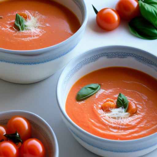 Охлажденный суп из помидоров черри и базилика
