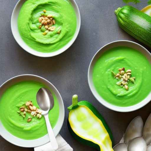 Охлажденный суп из зеленого горошка и цуккини