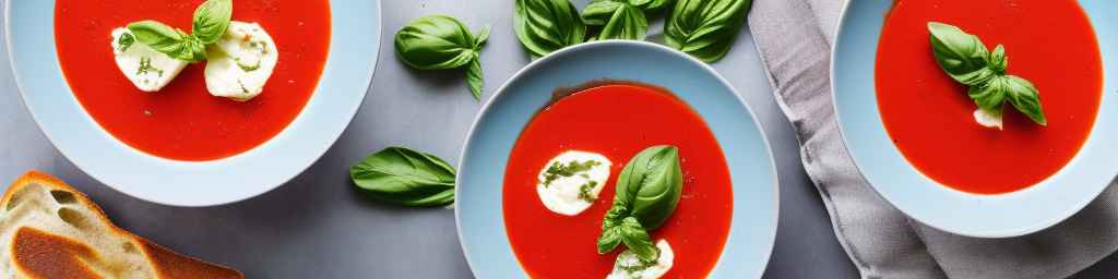 Охлажденный суп из томатов и базилика с моцареллой