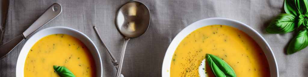 Охлажденный суп из желтых томатов и базилика