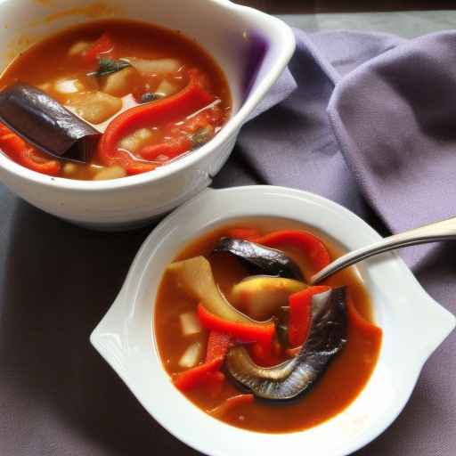 Холодный суп из жареных баклажанов и болгарского перца