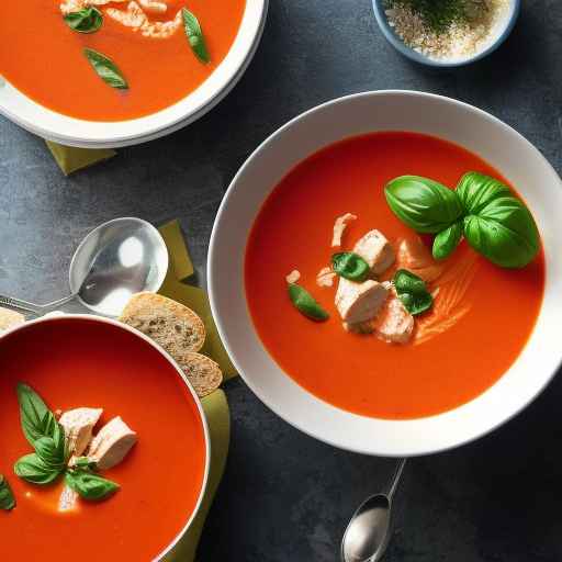 Сливочный томатно-базиликовый куриный суп