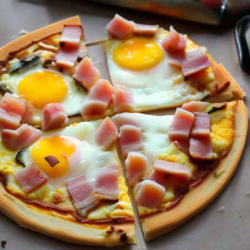 Пицца для завтрака с яйцом и ветчиной