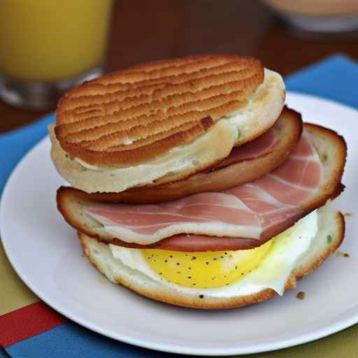 Сэндвич для завтрака с яйцом и ветчиной