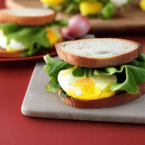 Сэндвич с яйцом и овощами на завтрак