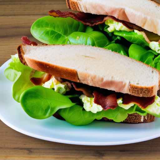 Сэндвич с яичным салатом с беконом и латуком