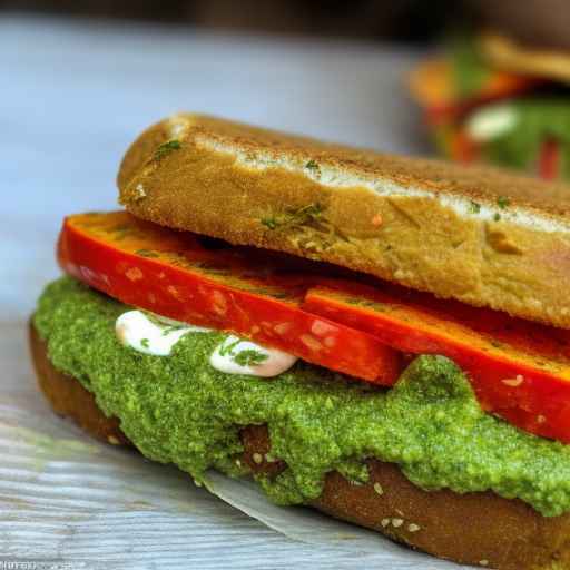 Сэндвич с фалафелем и жареными овощами с песто айоли