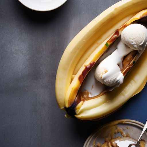 Карамелизованные банановые лодочки с начинкой из мороженого