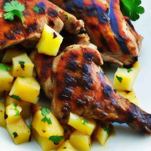 Курица по-ямайски по-джеркски с ананасовой сальсой
