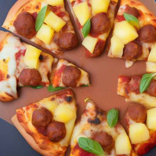 Пицца с фрикадельками с ананасом и луком
