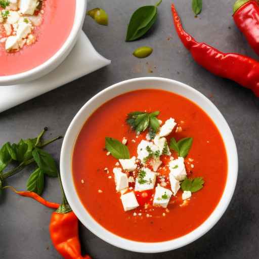 Рецепт супа с запеченным красным перцем и фетой