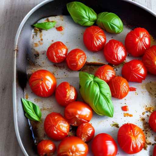 Жареные помидоры и чеснок с базиликом и пармезаном Рецепт