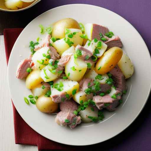 Пикантный салат из мяса и картофеля