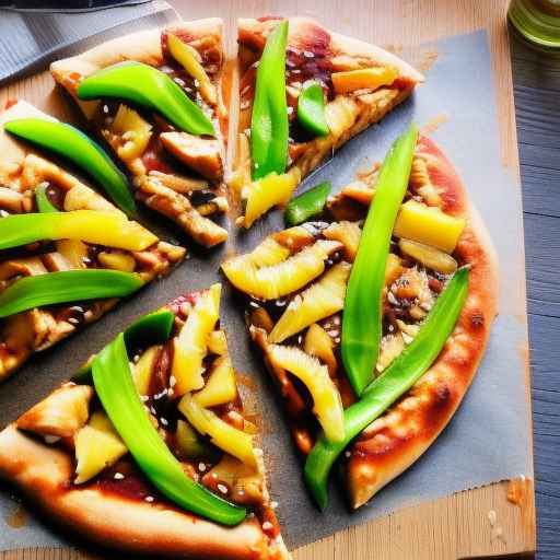 Пицца с курицей терияки с зеленым перцем и ананасом