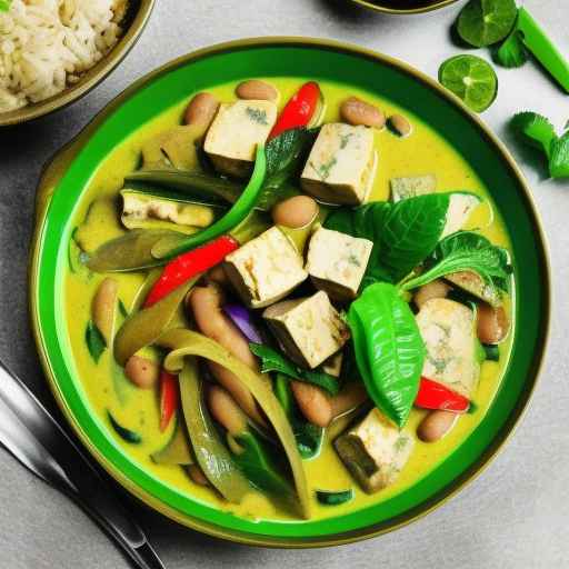 Зеленый карри с тофу и фасолью в тайском стиле