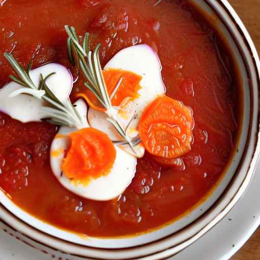Борщ из томатов и моркови с розмарином и пармезаном